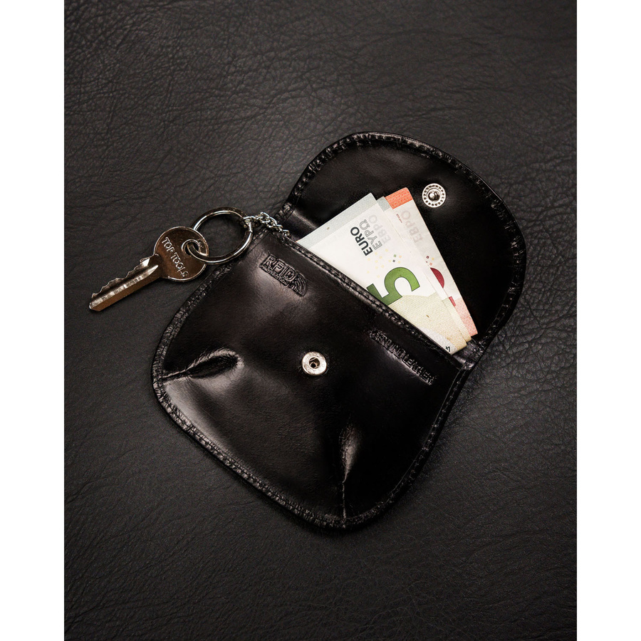 Skórzane, czarne etui na klucze z portmonetką damską - 4U Cavaldi