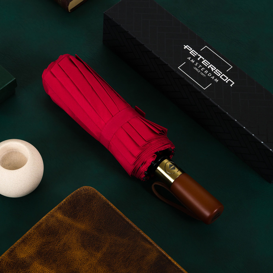 Parasol w kolorze czerwonym, rozkładany automatycznie - Peterson