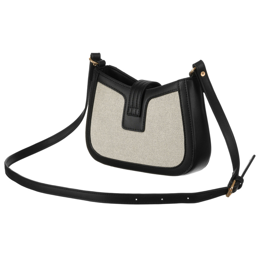 Beżowa listonoszka damska ze skóry naturalnej i płótna canvas - Peterson 