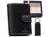 Zestaw prezentowy: pionowy, skórzany portfel męski i brelok - Peterson