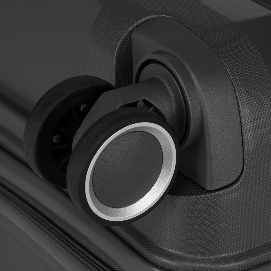 Średnia, szara walizka z polipropylenu z wysuwaną rączką - Peterson