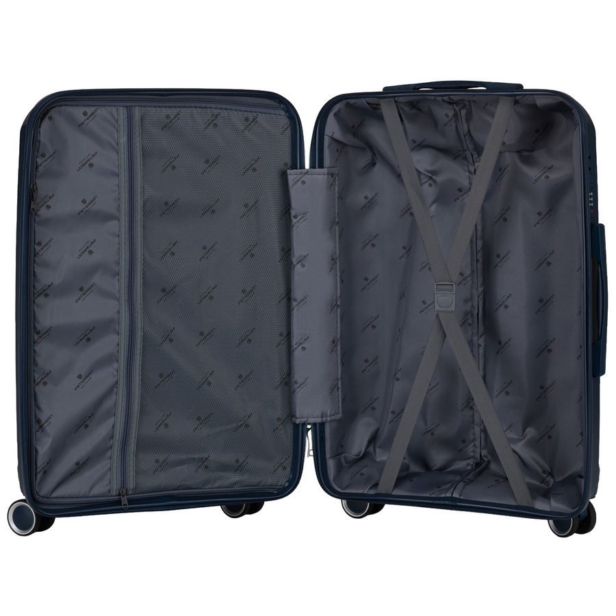Granatowa, mała walizka kabinowa z polipropylenu - Peterson