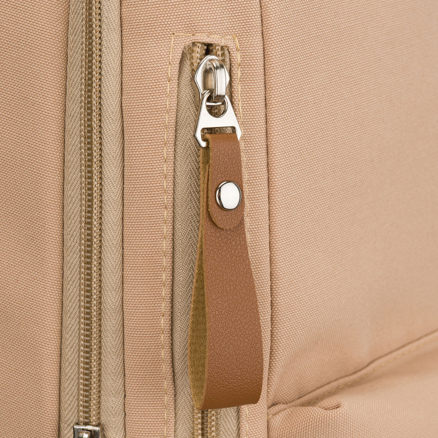 Beżowy plecak szkolny z poliestru z miejscem na laptopa, zamykany suwakiem - Peterson