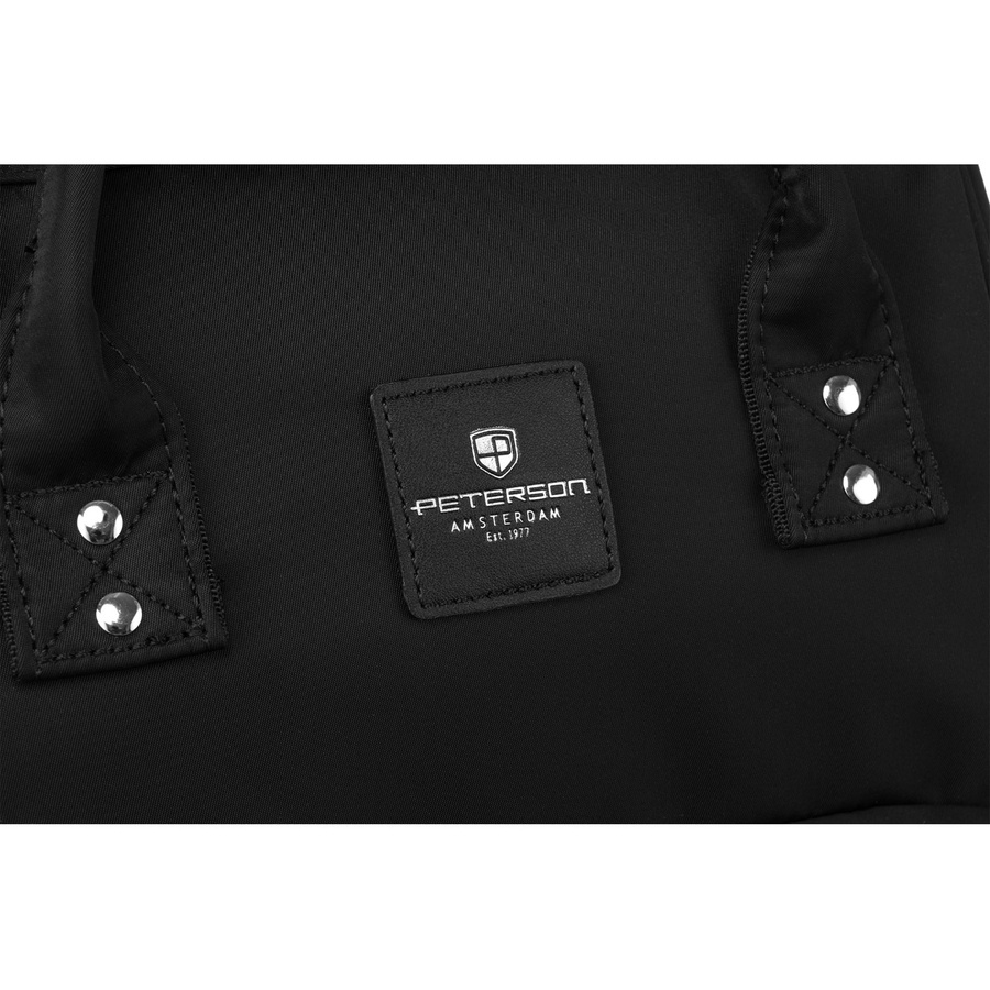 Czarny plecak z poliestru z uchwytami do zaczepienia na wózku - Peterson