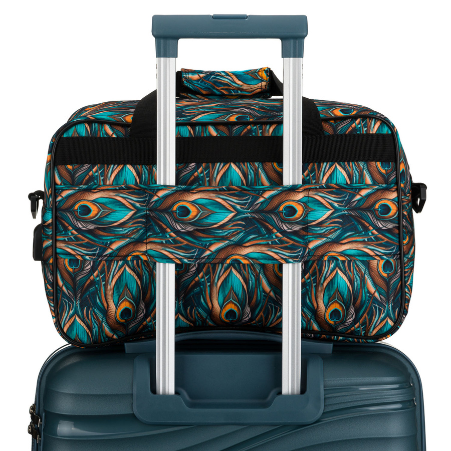 Torba podróżna z wytrzymałego poliestru z roślinnym wzorem wyposażona w dopinany pasek - Rovicky