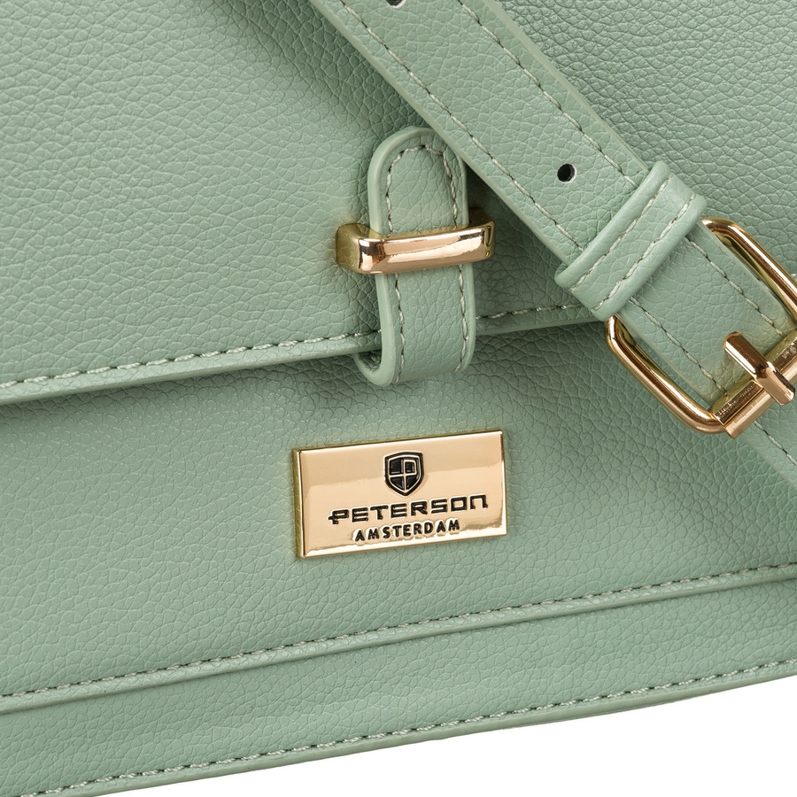 Modna listonoszka damska w zielonym kolorze wykonana ze skóry ekologicznej - Peterson