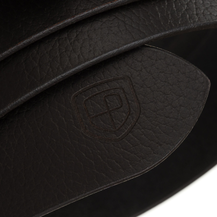 Klasyczny, brązowy pasek męski ze skóry naturalnej z tradycyjną klamrą - Peterson