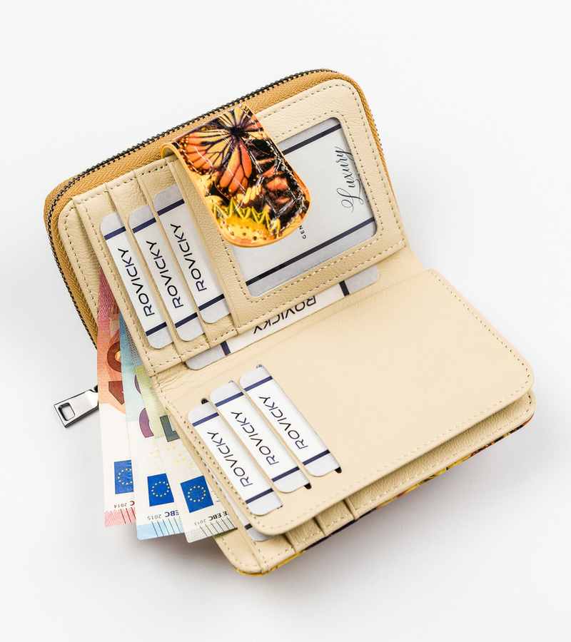 Skórzany portfel damski w motyle - Lorenti