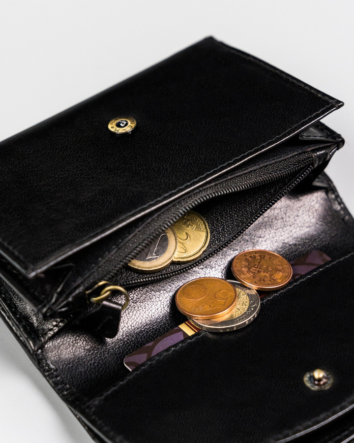 Klasyczny, skórzany portfel damski na zatrzask - Peterson