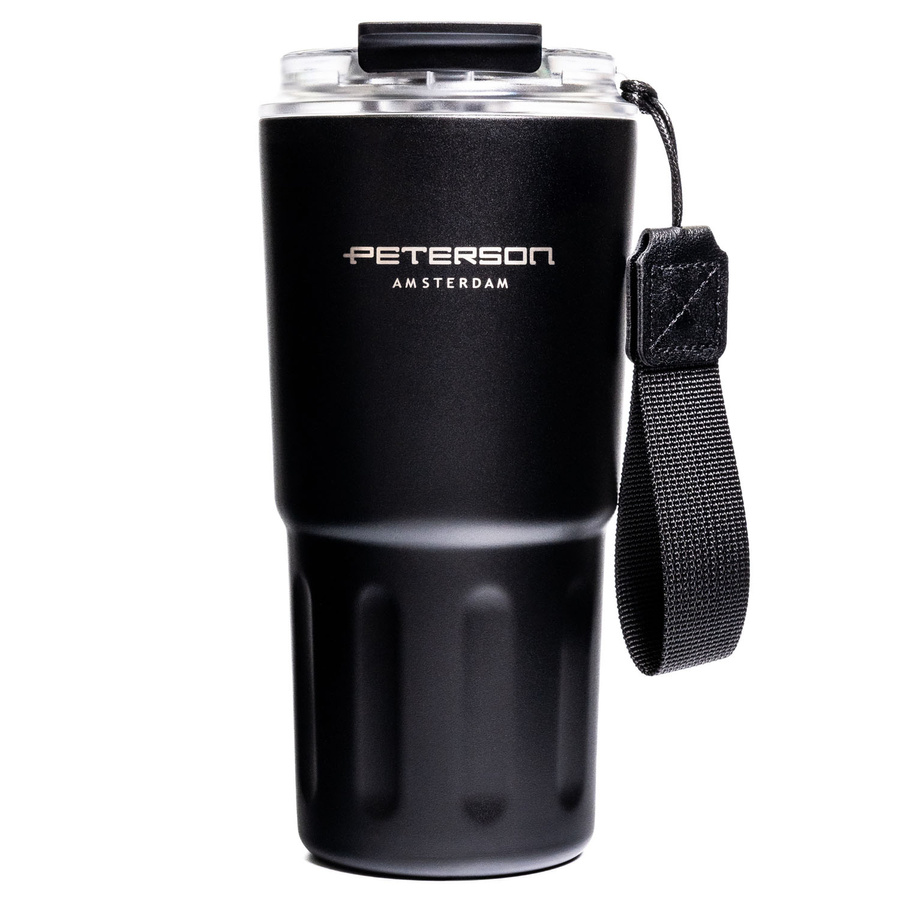 Kubek termiczny ze stali nierdzewnej w czarnym kolorze - Peterson