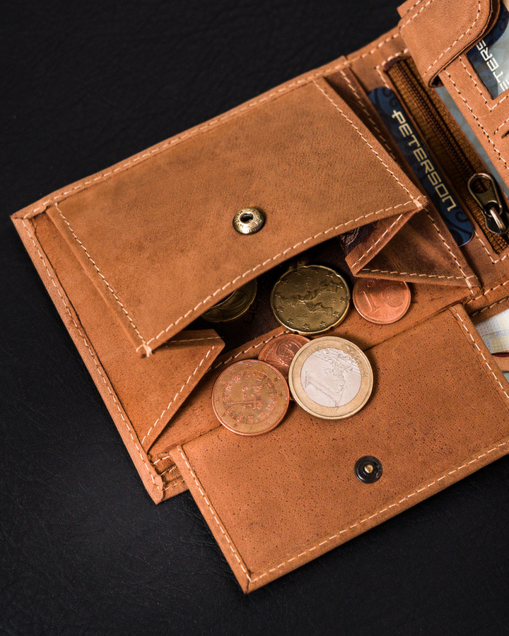 Klasyczny portfel męski z kieszonką na suwak - Peterson