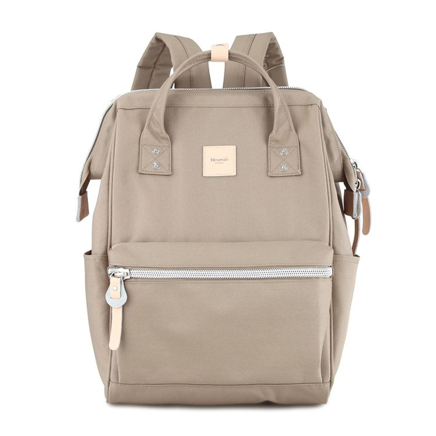 Ciemno-beżowy miejski plecak zamykany suwakami - Himawari