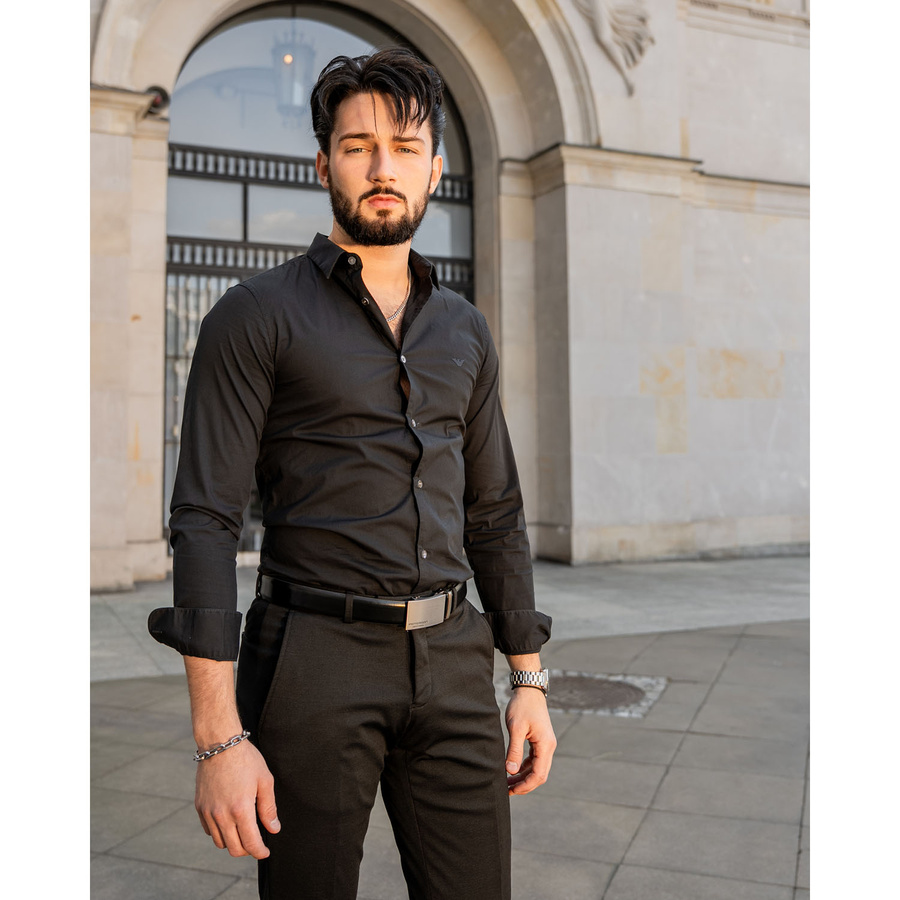 Elegancki pasek męski z klamrą automatyczną - Peterson