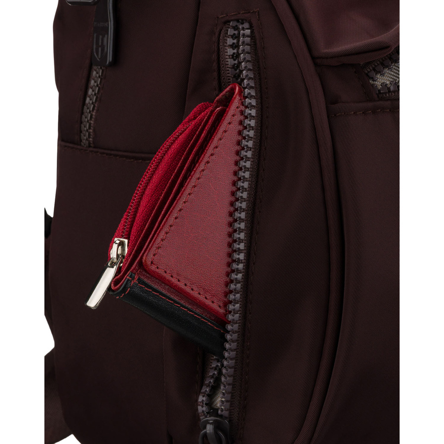 Bordowy, miejski plecak damski wykonany z poliestru - Peterson