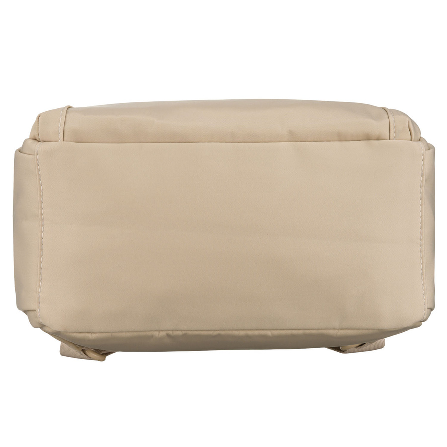 Mały plecak damski wykonany z poliestru w kolorze ecru, jednokomorowy z kieszenią zewnętrzną - Peterson