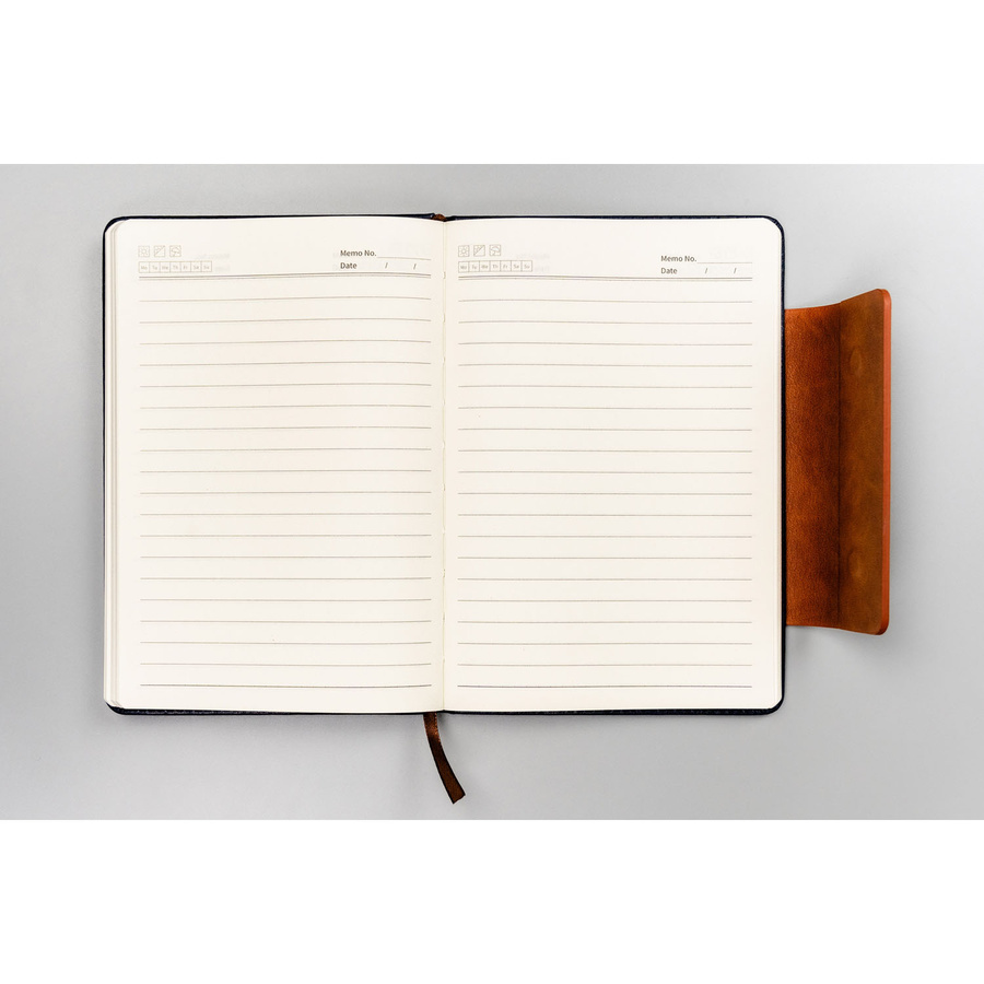 Granatowo-brązowy notes w twardej oprawie w formacie A5 zapinany magnesem - Peterson
