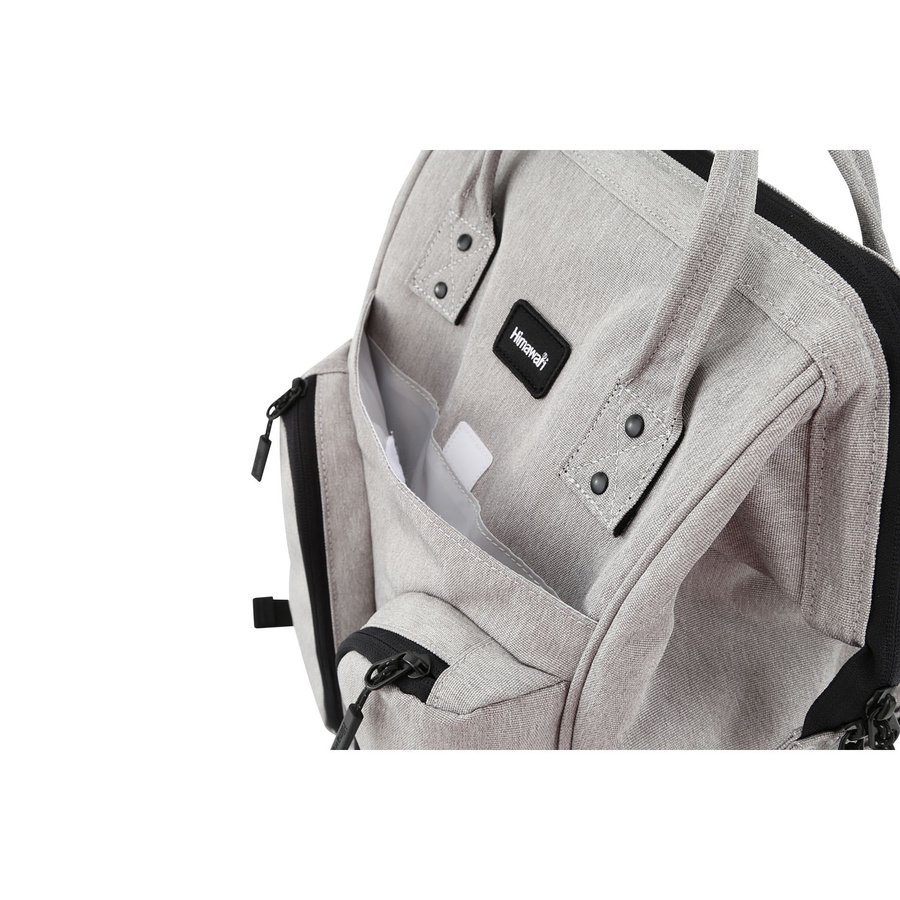 Szary, pojemny plecak damski z poliestru zamykany suwakiem - Himawari