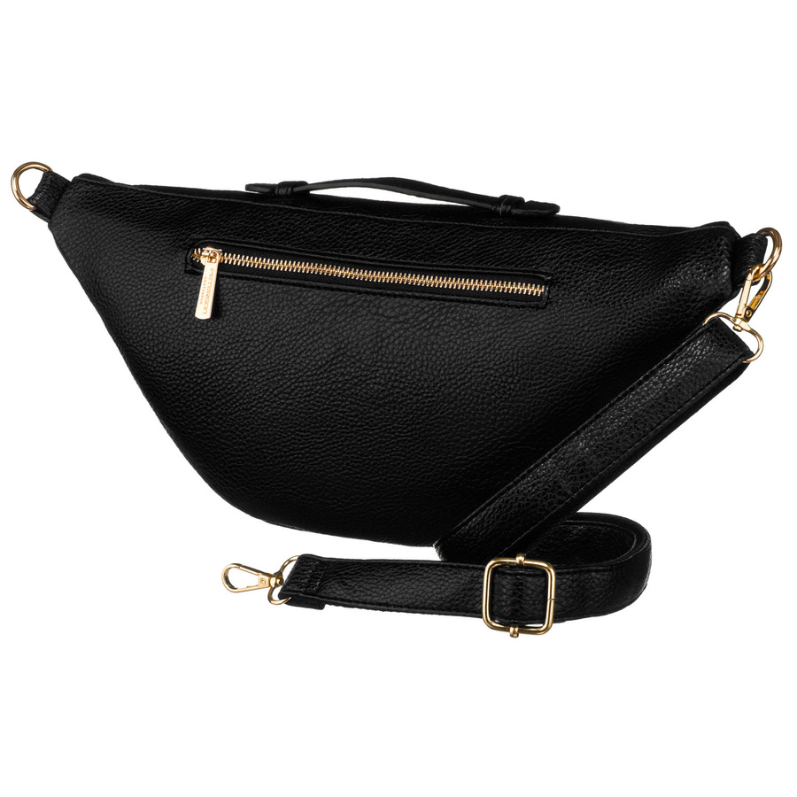 Klasyczna czarna saszetka damska nerka na biodra na ramię lub przez ramię crossbody eko skóra Peterson