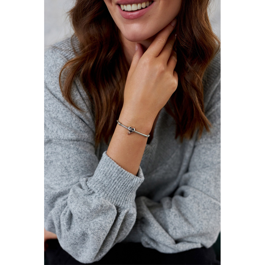 Srebrny charms serce z zawieszkami do modułowej bransoletki - Peterson