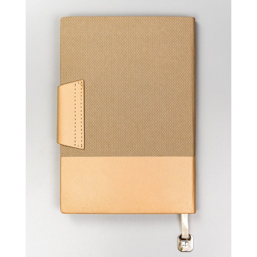Beżowy notes w formacie A5 zadrukowany w linie - Peterson