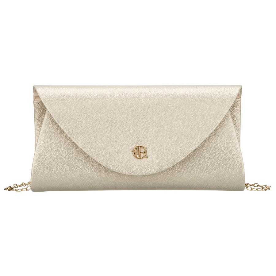 Złota kopertówka damska wykonana ze skóry ekologicznej zapinana klipsem magnetycznym - Rovicky