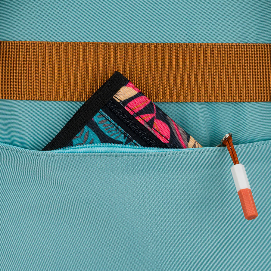 Niebiesko-pomarańczowy plecak szkolny z przegrodą na laptopa, odporny na wilgoć - Peterson