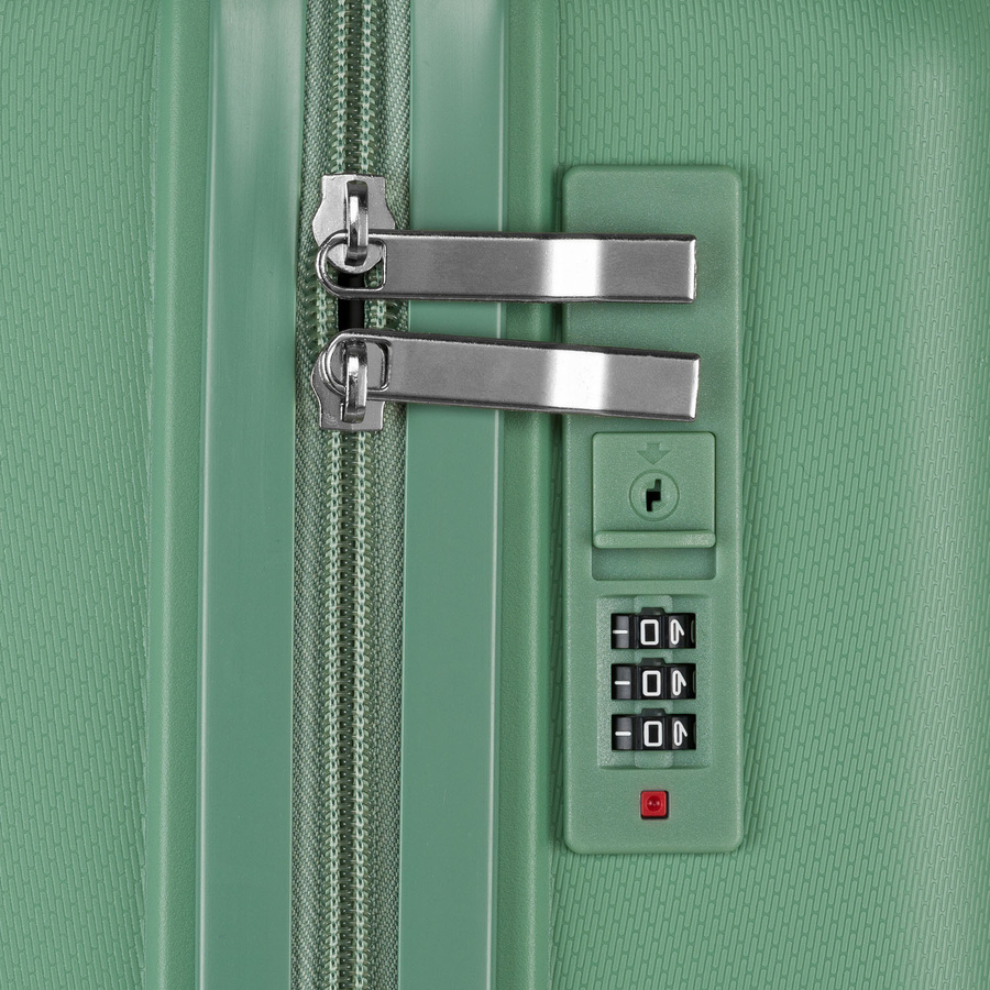 Duża walizka podróżna w zielonym kolorze z wodoodporną skorupą - Peterson