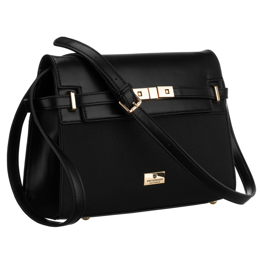 Czarna listonoszka damska wyposażona w nóżki ochronne - Peterson