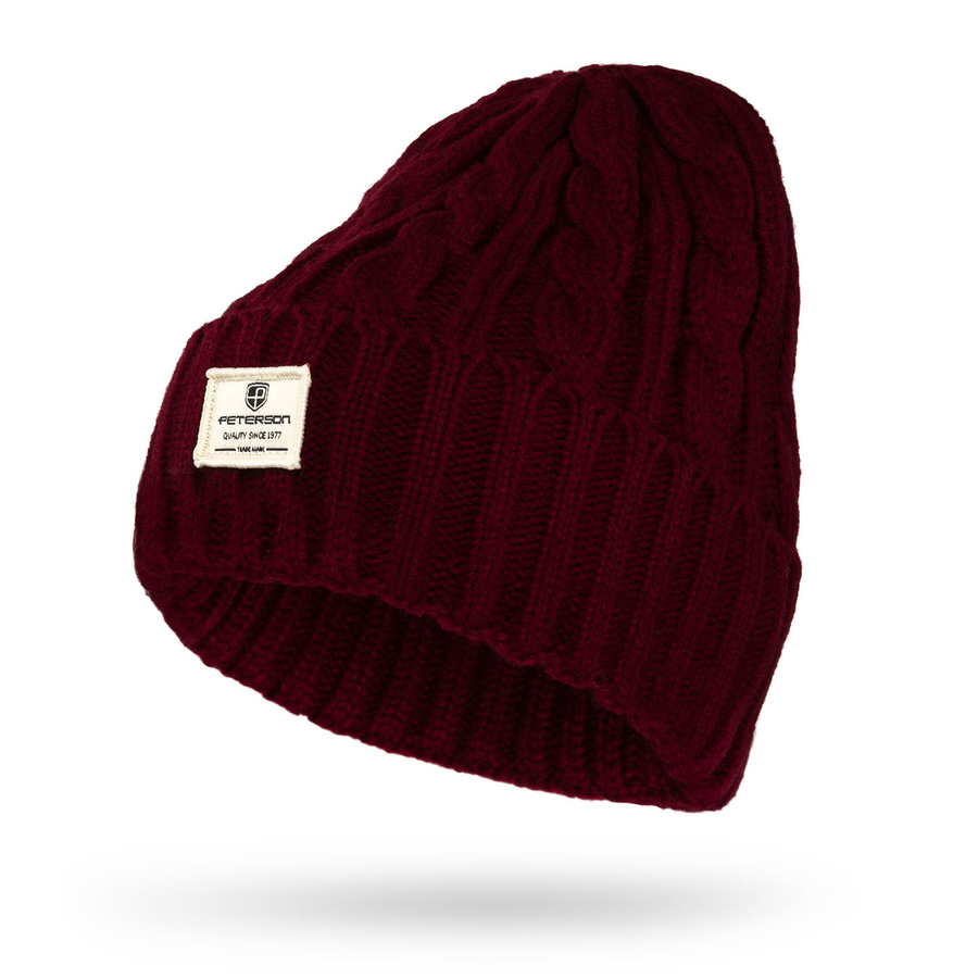 Zestaw: czapka, rękawiczki i szalik w bordowym kolorze - Peterson