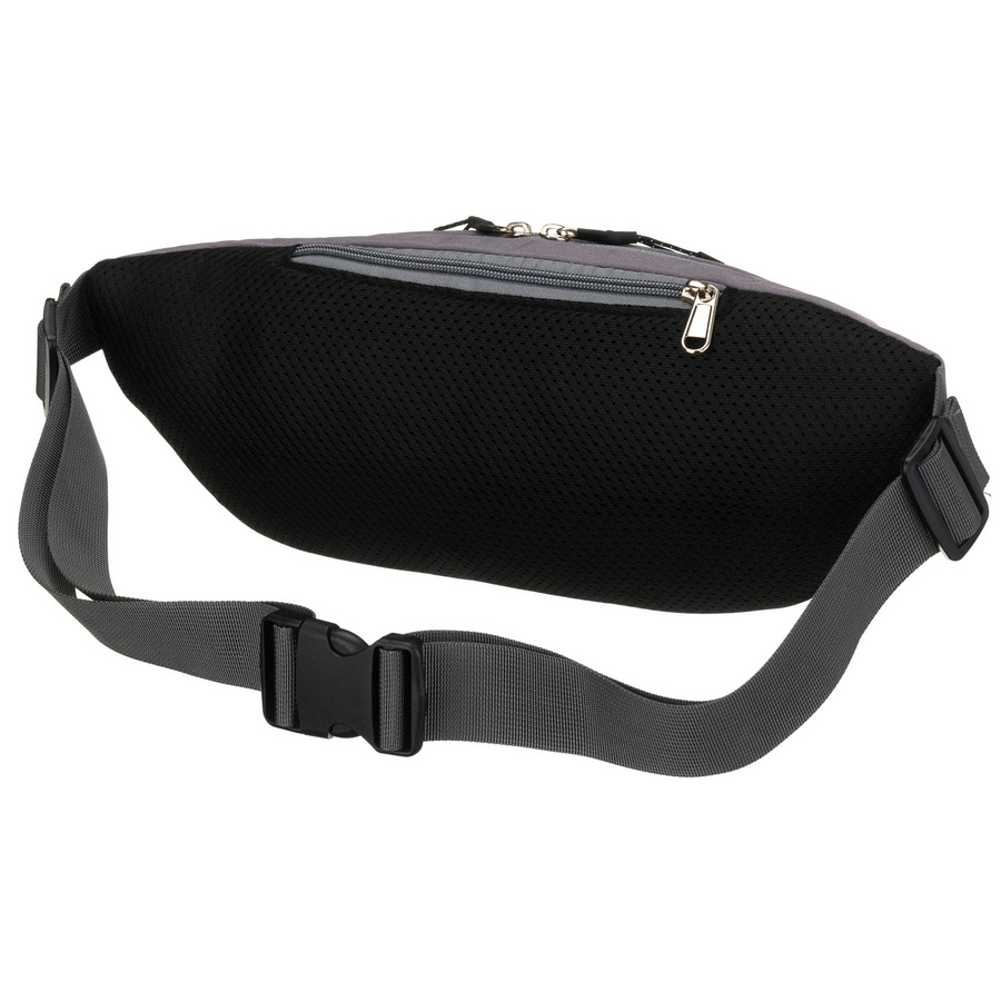 Praktyczna saszetka sportowa z poliestru w ciemnoszarym kolorze, zamykana suwakiem - Peterson