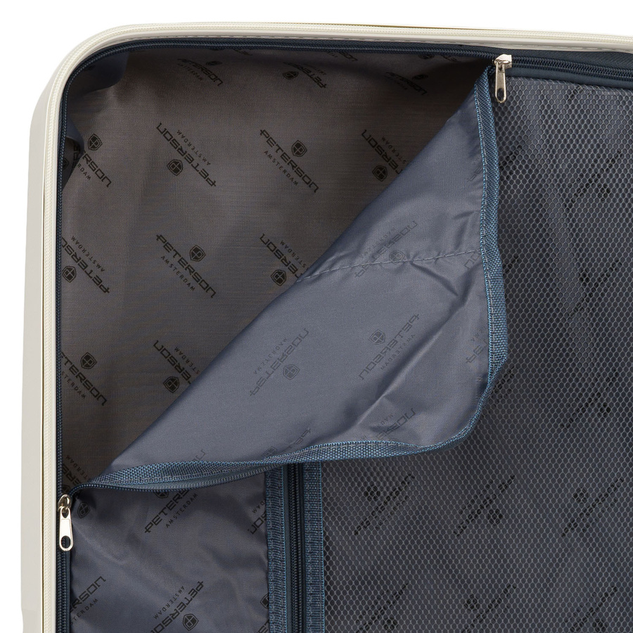 Kabinowa, beżowa walizka podróżna z teleskopowym uchwytem - Peterson