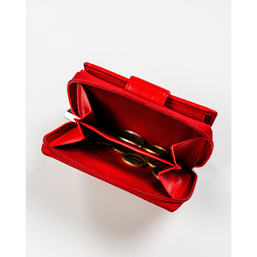 Mały portfel w czerwonym kolorze zamykany na zatrzask - Rovicky