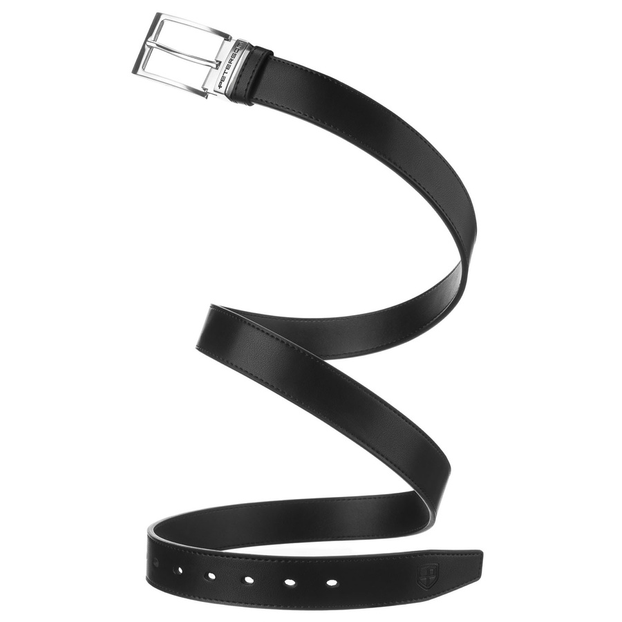 Czarny, szeroki pasek męski wykonany ze skóry naturalnej - Peterson