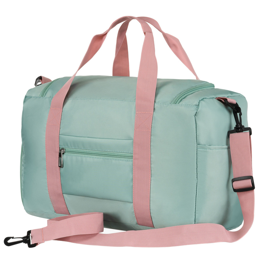 Zielono-różowa torba podróżna z poliestru zamykana na suwak - Peterson