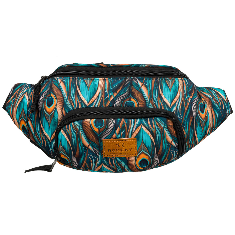 Wielokolorowa saszetka damska z zewnętrzną kieszenią na suwak - Rovicky