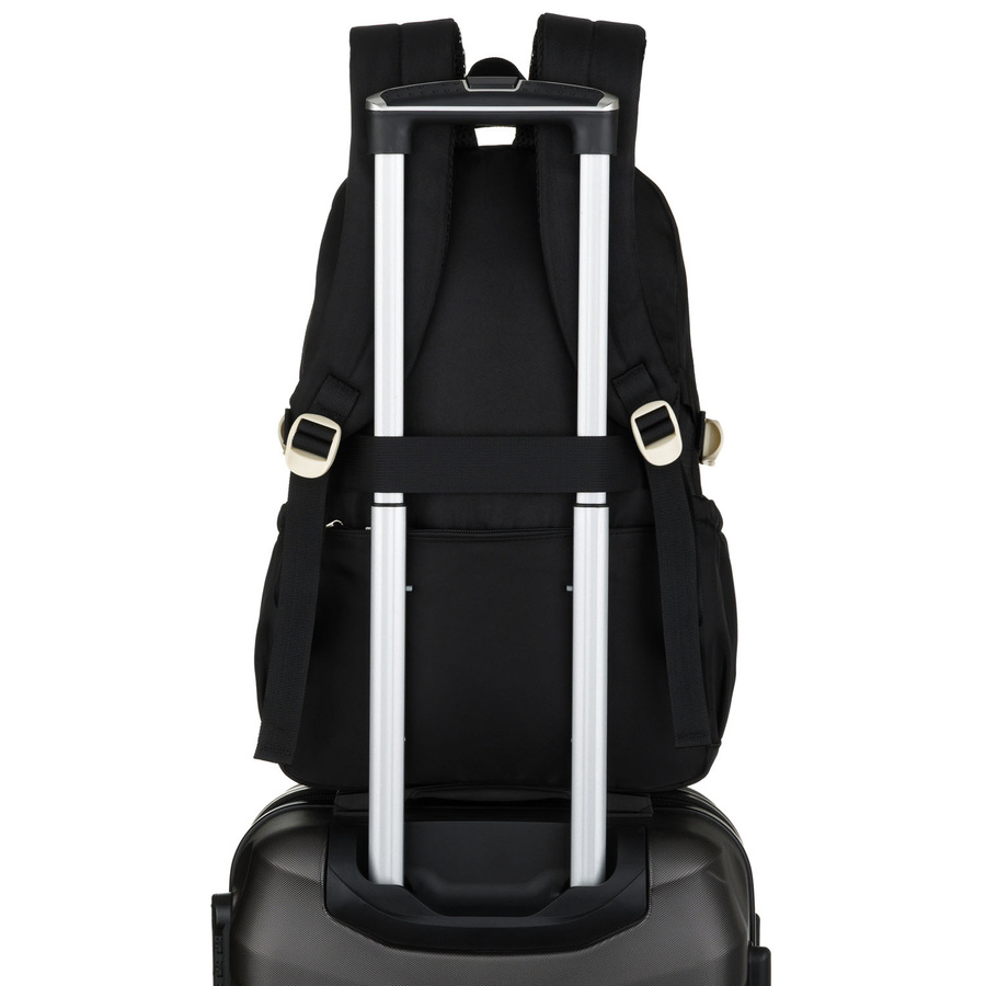 Młodzieżowy plecak szkolny z poliestru w czarnym kolorze z przegrodą na laptopa, odporny na wilgoć - Peterson