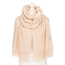Szal damski z poliestru i wiskozy w beżowo-ecru kolorze ozdobiony frędzlami - Rovicky