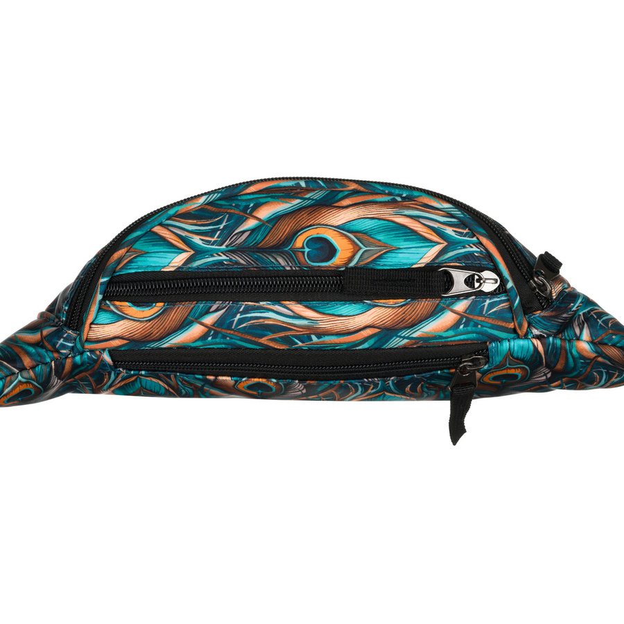 Wielokolorowa saszetka damska z zewnętrzną kieszenią na suwak - Rovicky