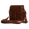 Skórzana, brązowa torba męska na ramię z klapką i etui w zestawie - Peterson