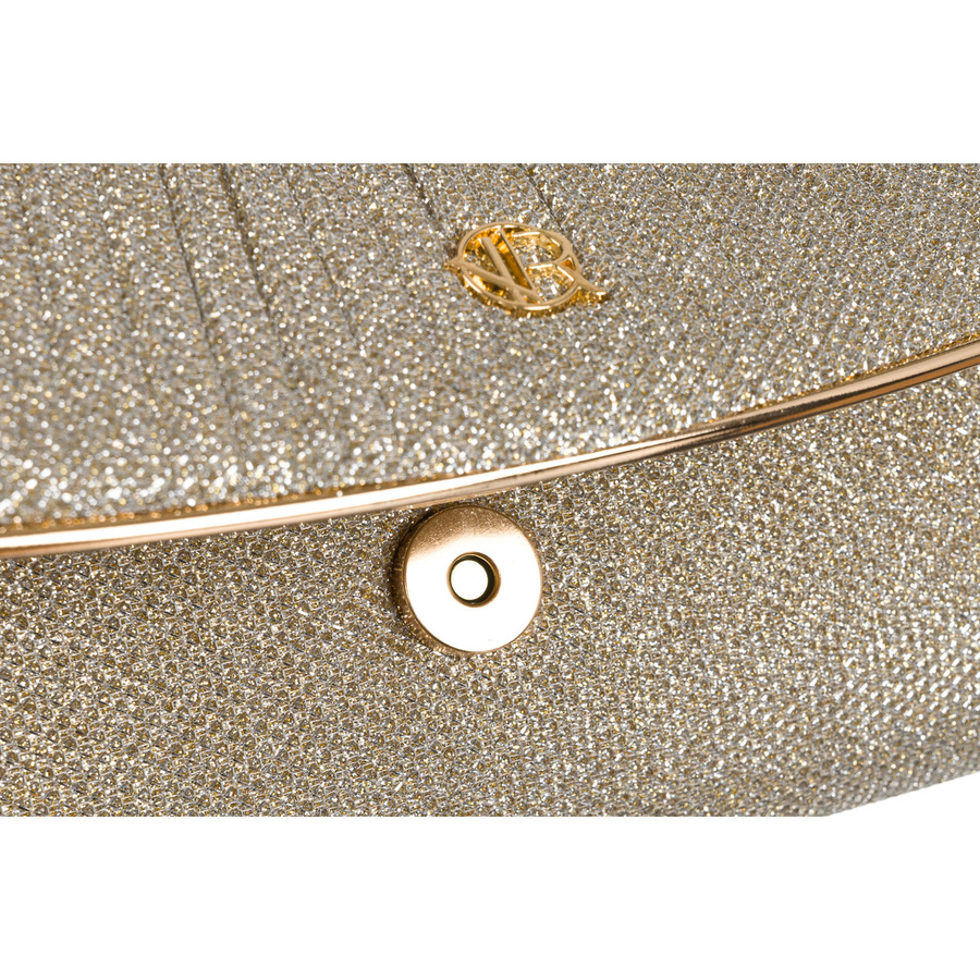 Brokatowa kopertówka damska z tkaniny syntetycznej w kolorze różowego złota - Rovicky