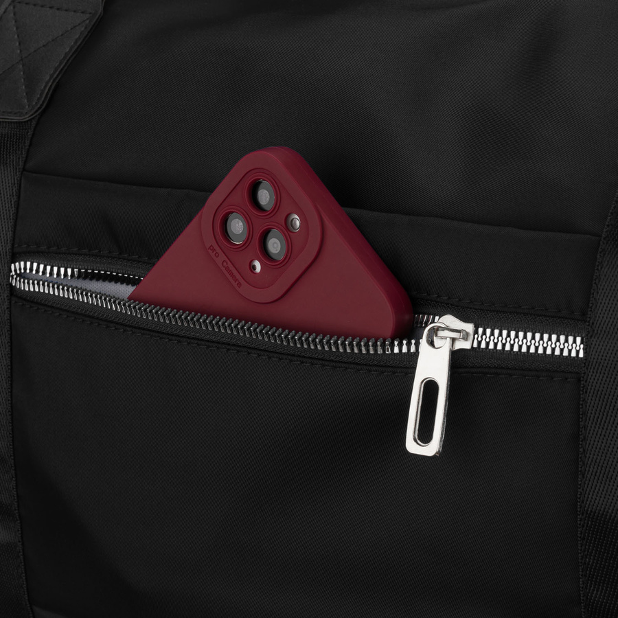 Damska torba treningowa z poliestru w czarnym kolorze zamykana suwakiem - Peterson