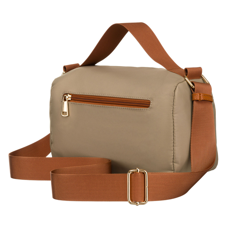 Miejska listonoszka z paskiem wykonana z nylonu i skóry ekologicznej w kolorach khaki i brązowym - Peterson
