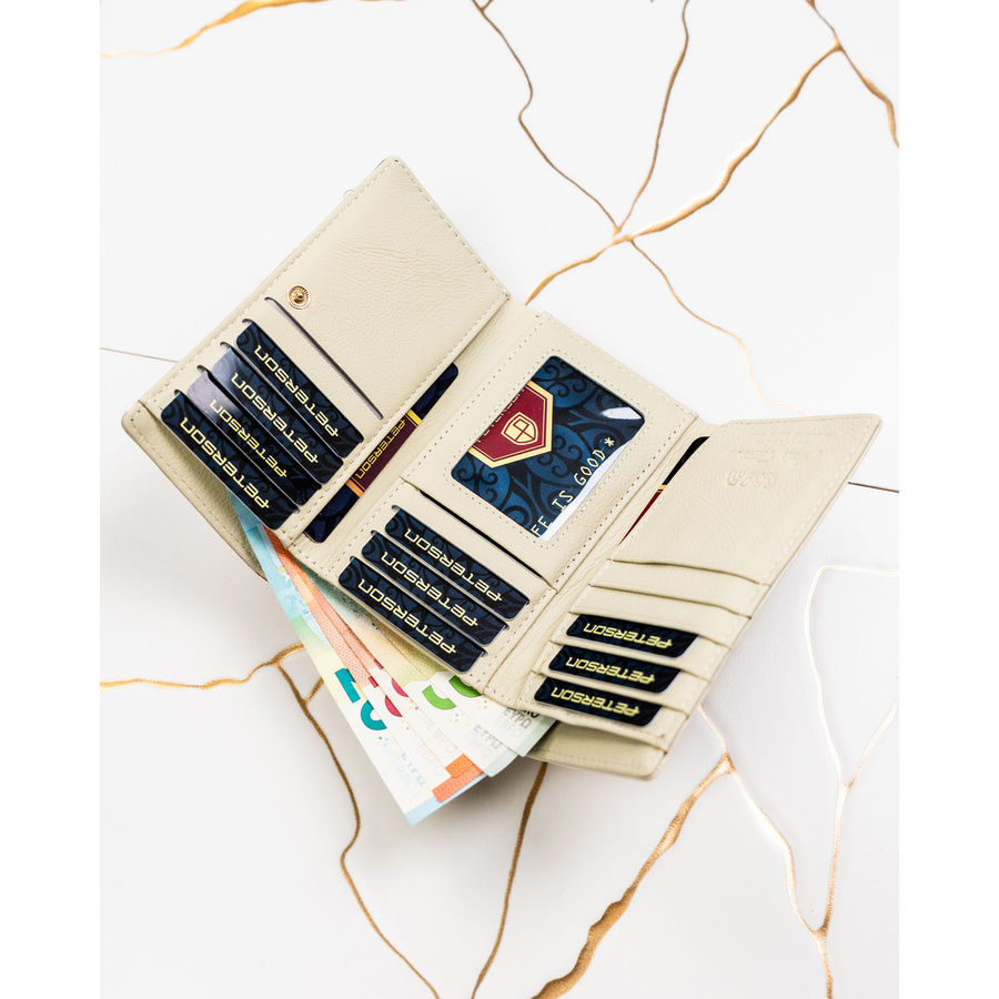 Portfel damski wykonany ze skóry naturalnej i ekologicznej wyposażony w system RFID - Peterson