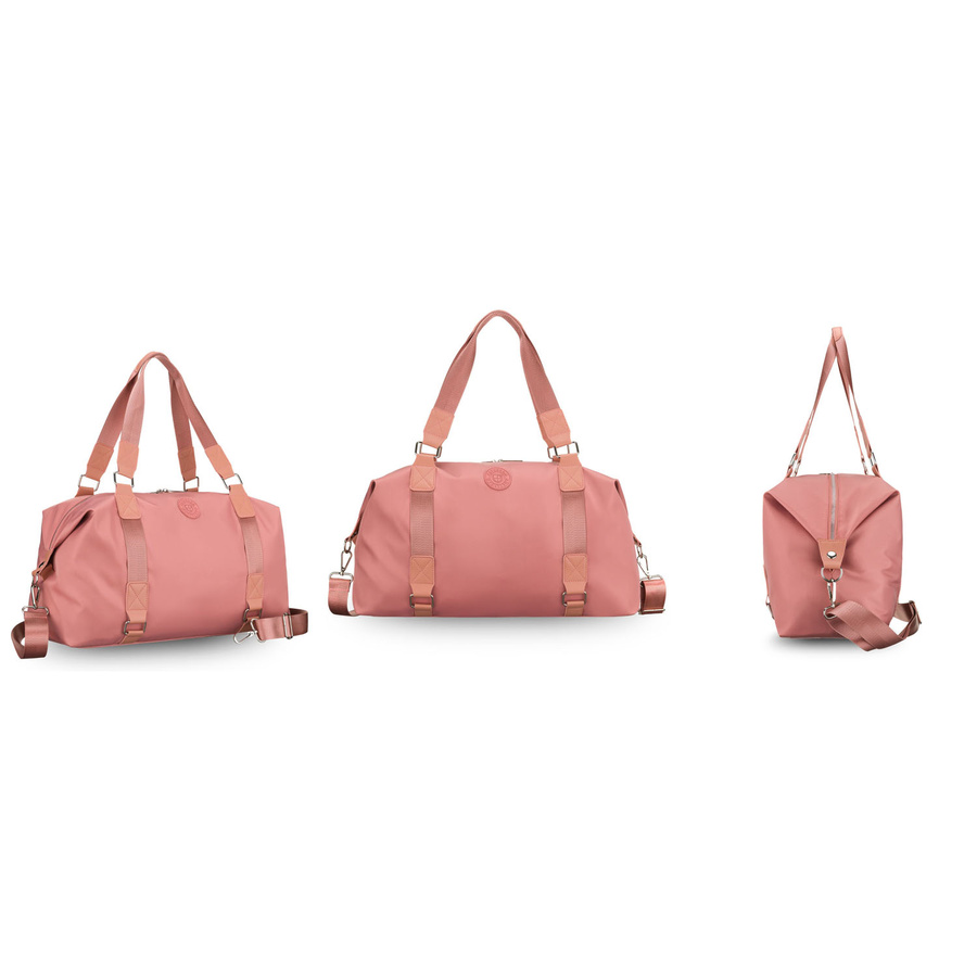 Różowa torba treningowa z poliestru, jednokomorowa i zamykana suwakiem - Peterson