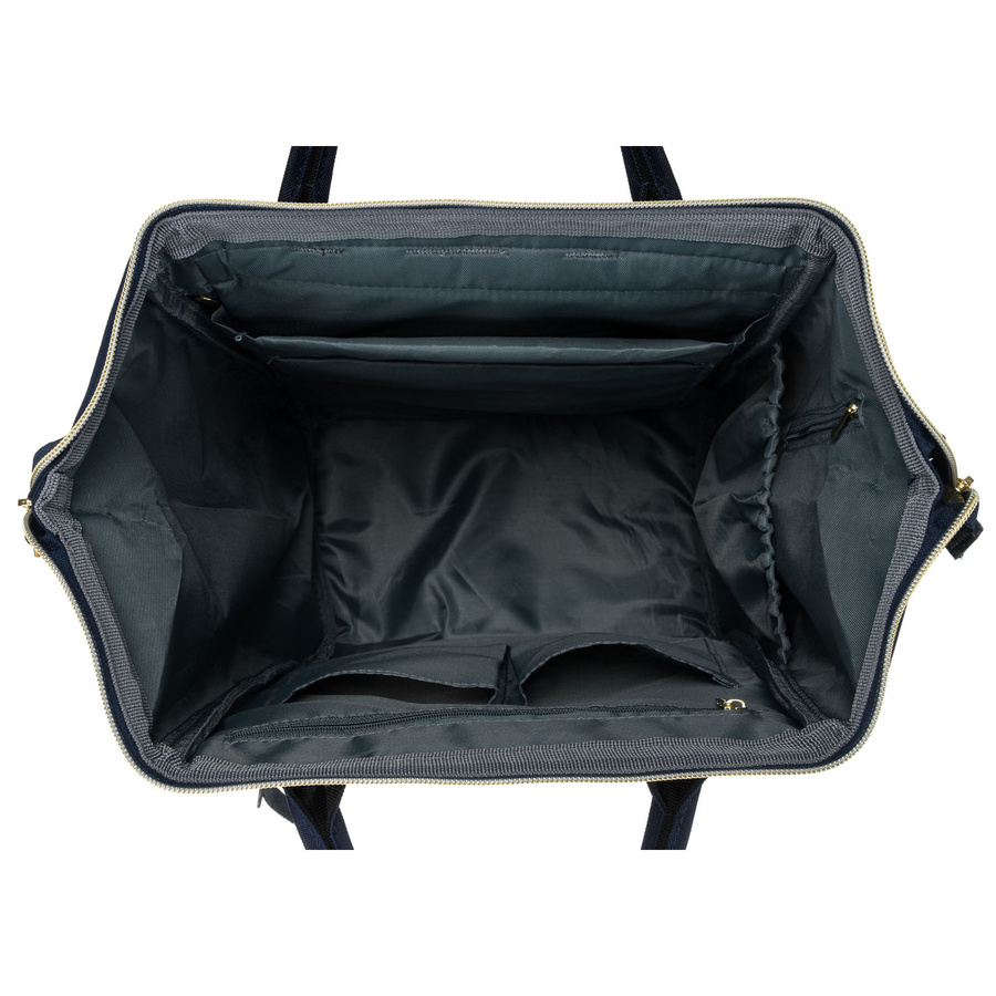 Granatowy plecak damski z poliestru z miejscem na laptopa, zawieszony na regulowanych szelkach - Peterson