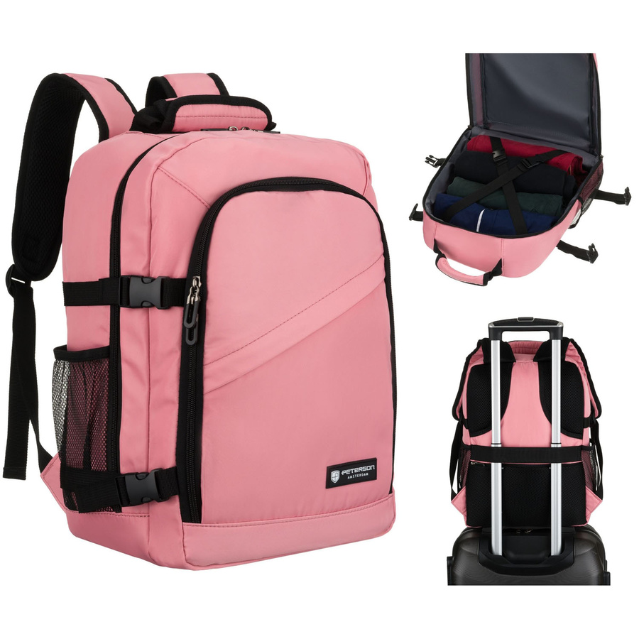 Różowy plecak podróżny zawieszony na regulowanych szelkach - Peterson