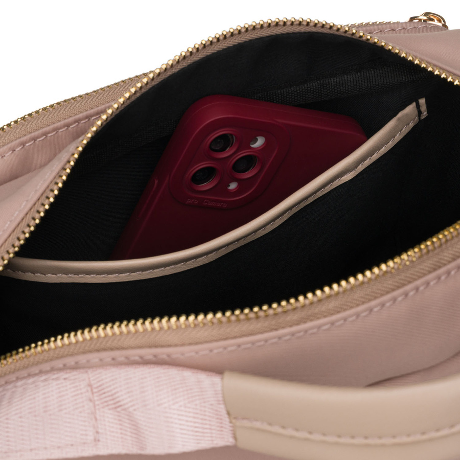 Różowa listonoszka damska z nylonu zamykana suwakiem - Peterson