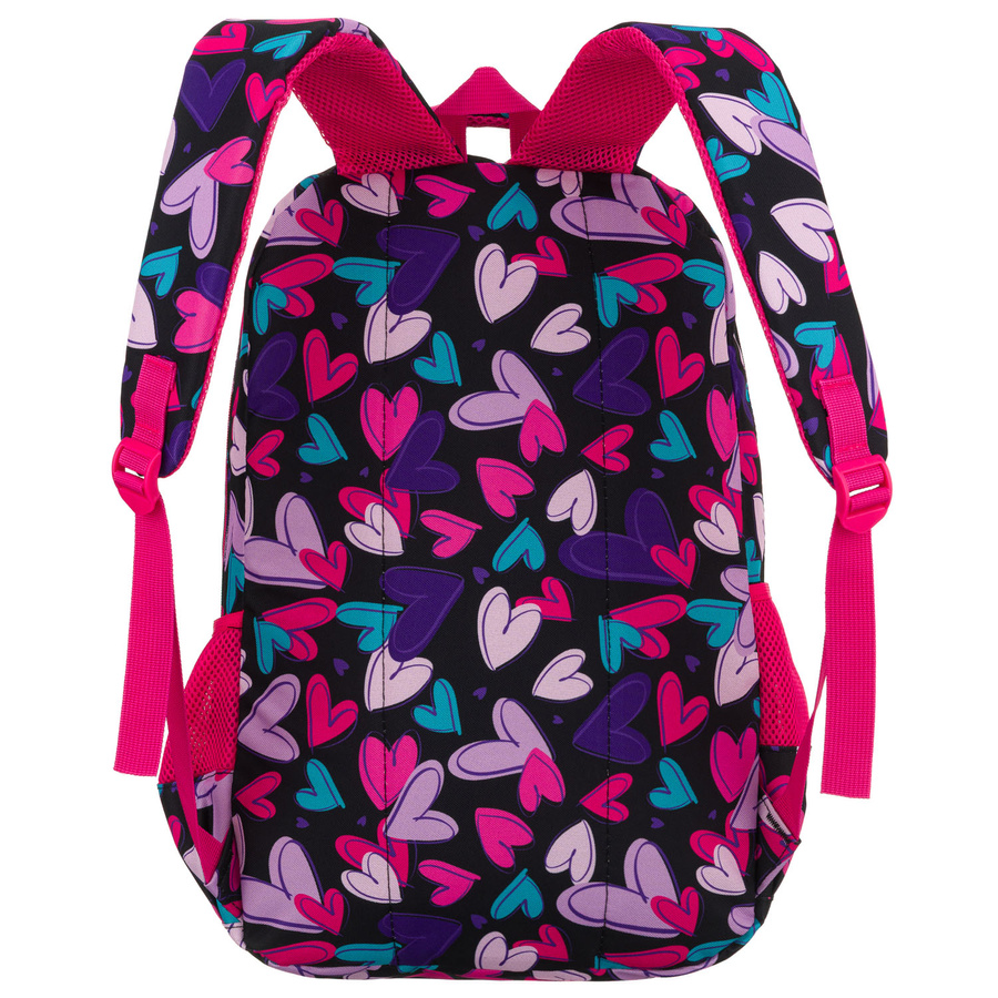 Młodzieżowy plecak szkolny z poliestru we wzór w serduszka - Peterson