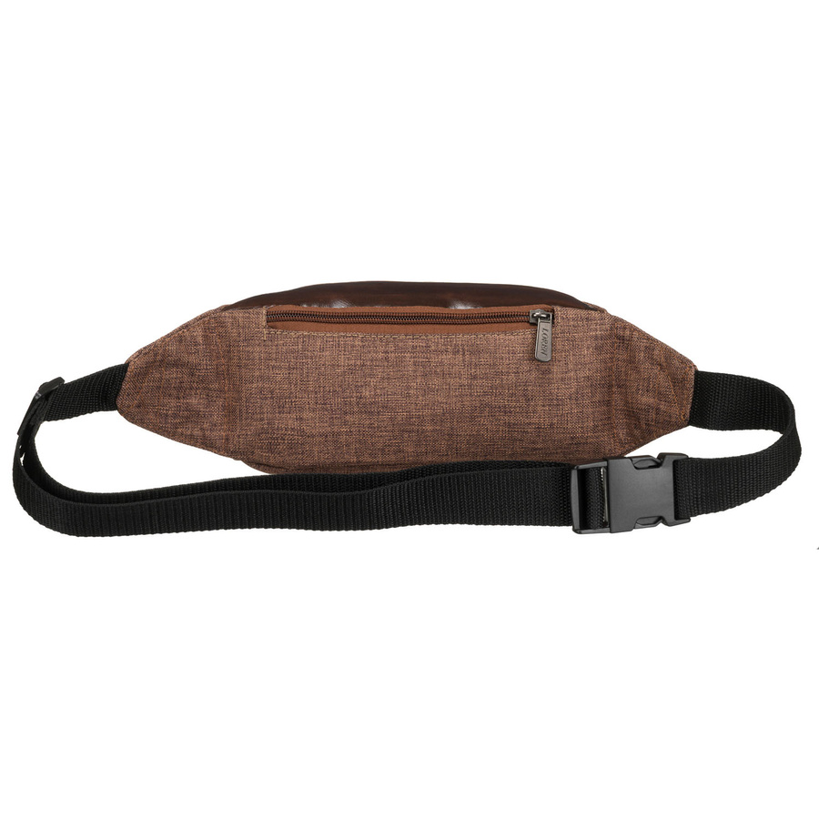 Brązowa saszetka z poliestru zawieszona na regulowanym pasku - Loren