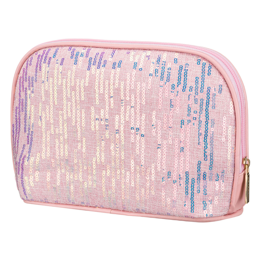 Różowa kosmetyczka z materiału syntetycznego, jednokomorowa - Peterson